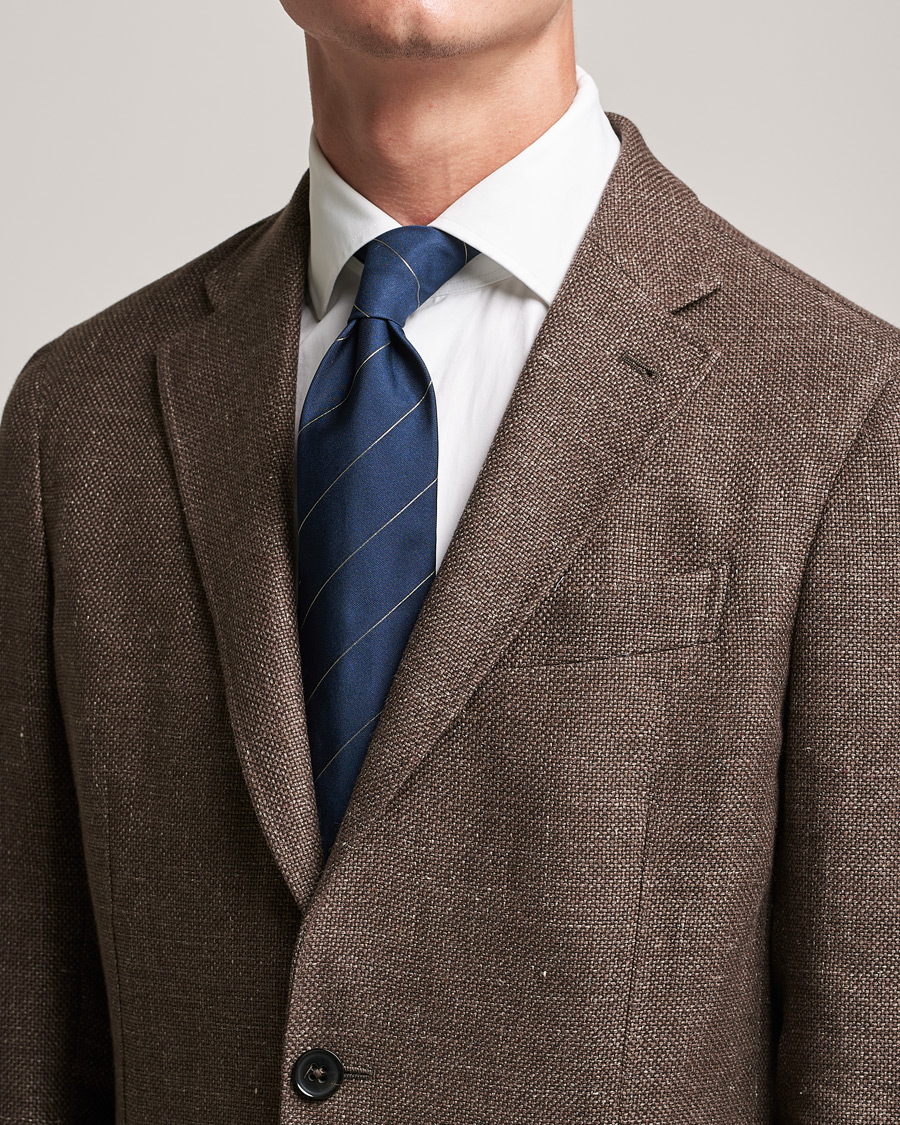 Herren | Brioni Regimental Stripe Silk Tie Navy | Brioni | Regimental Stripe Silk Tie Navy