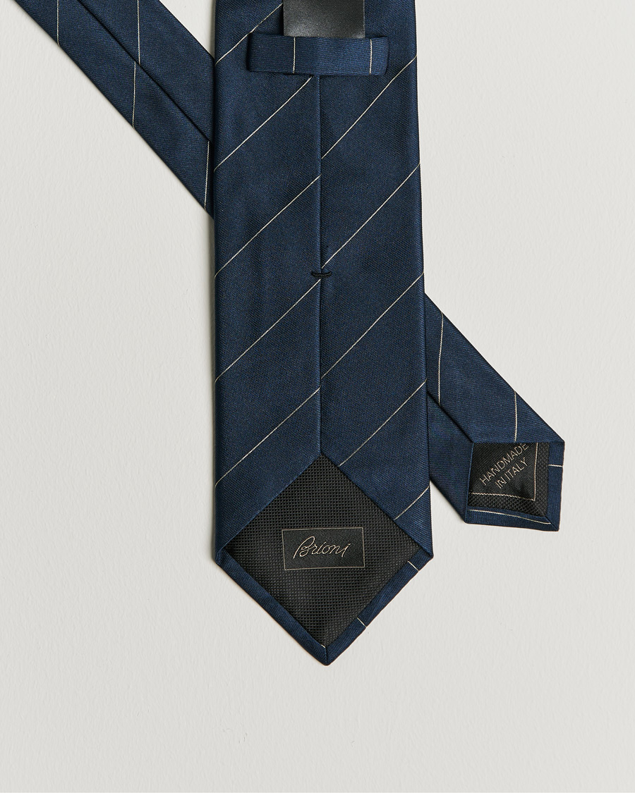Herren | Brioni Regimental Stripe Silk Tie Navy | Brioni | Regimental Stripe Silk Tie Navy