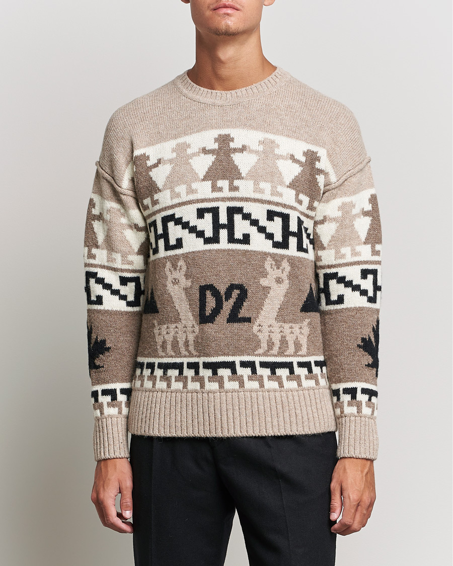 Herren | Pullover | Dsquared2 | Llamas Heavy knitted Sweater Beige