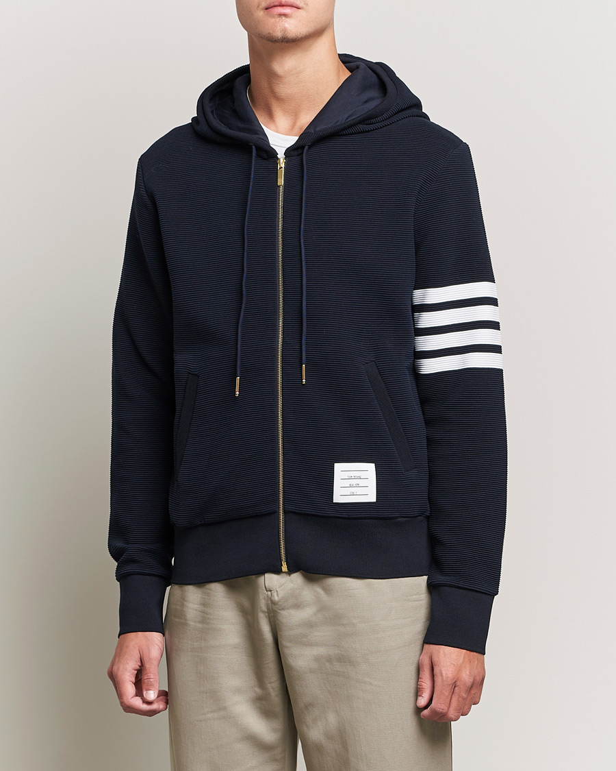 Herren | Pullover | Thom Browne | Ottoman Rib Zip Hoodie Navy