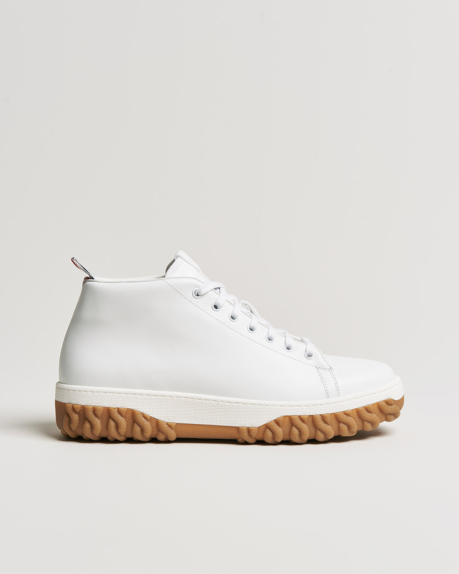 Herren | Thom Browne Mid Top Court Sneaker White Calf | Thom Browne | Mid Top Court Sneaker White Calf