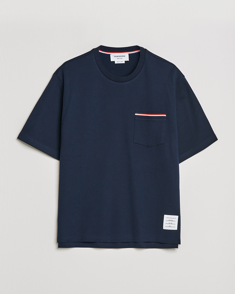 Herren | T-Shirts | Thom Browne | Oversize Pocket Stripe T-Shirt Navy
