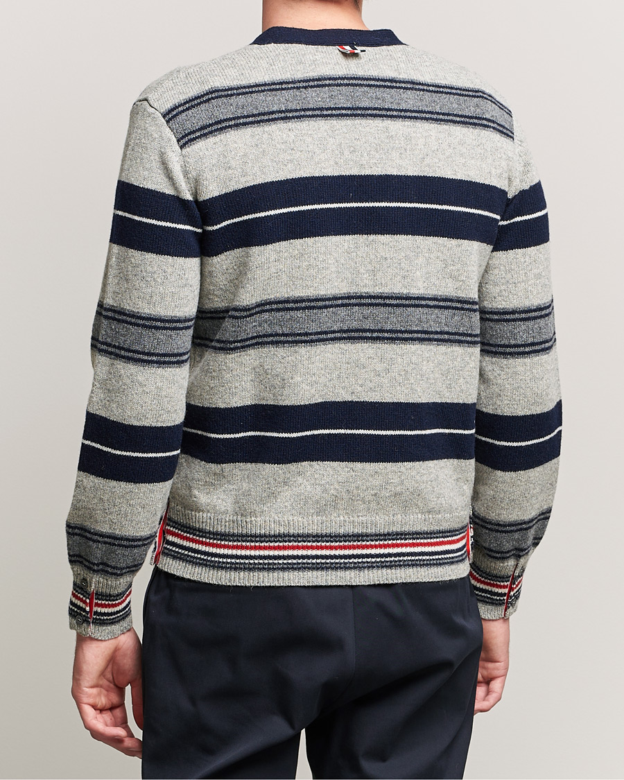 Herren | Pullover | Thom Browne | Tartan Stripe Wool Cardigan Medium Grey