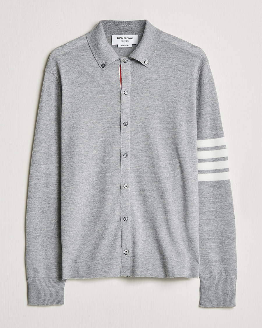Herren | Hemden | Thom Browne | Merino Wool Button Down Shirt Light Grey