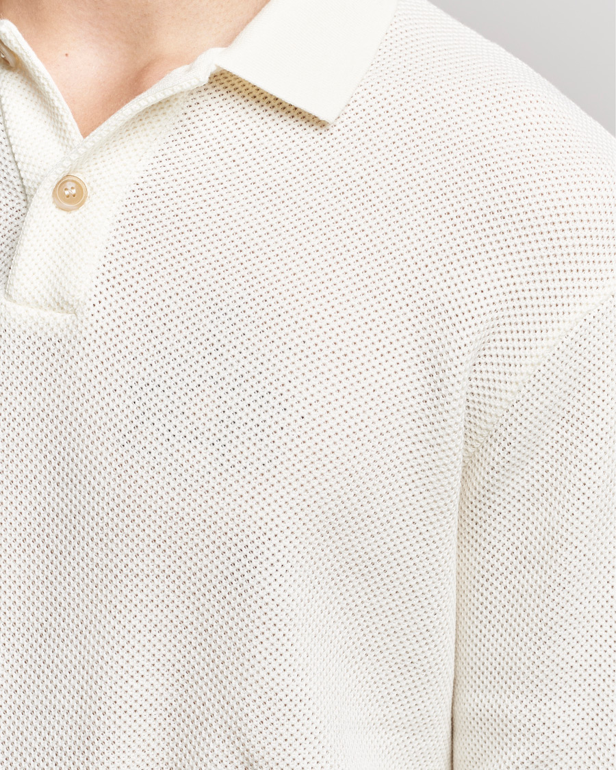 Herren | Pullover | Giorgio Armani | Wool Piquet Long Sleeve Polo Off White
