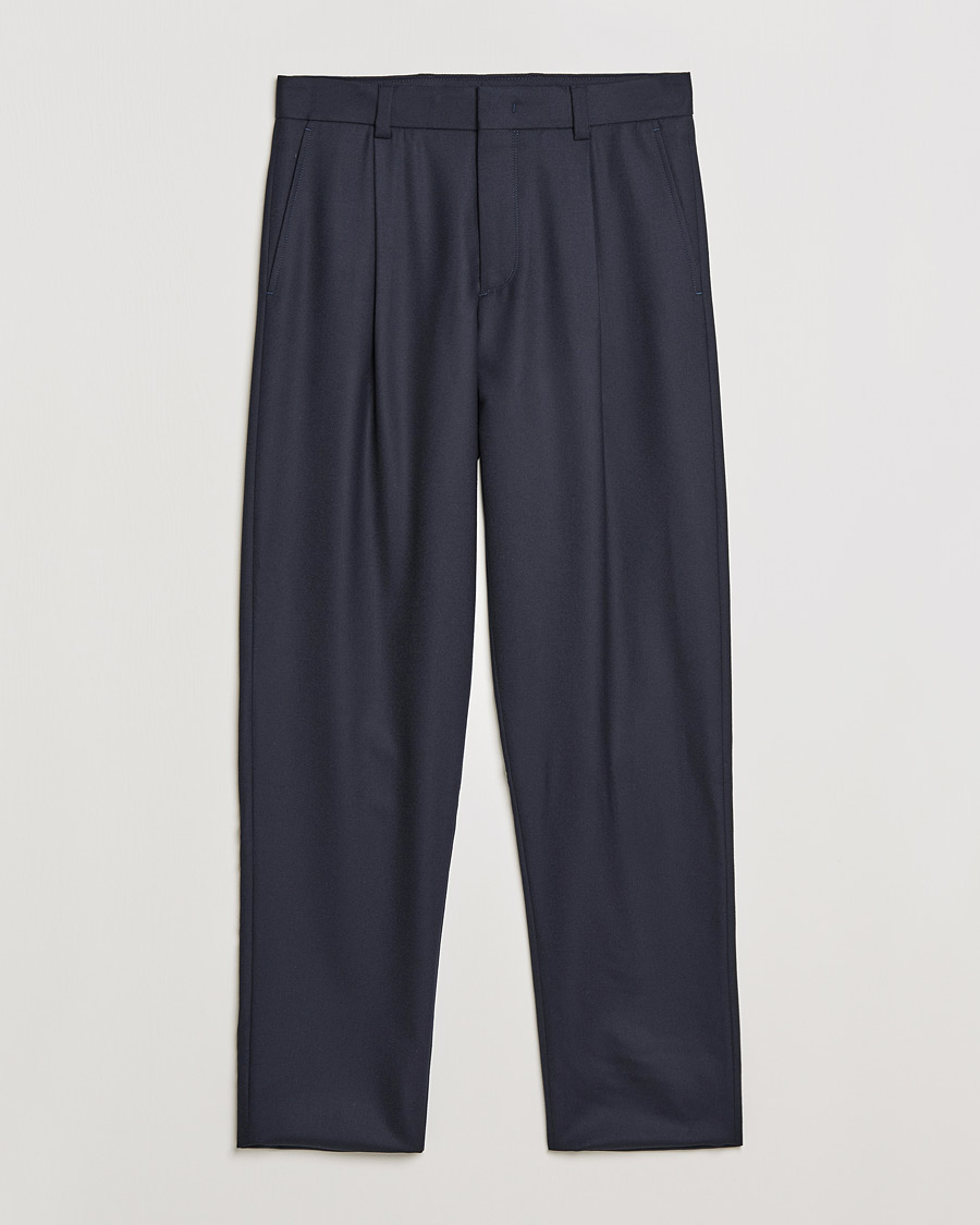 Herren | Hosen | Giorgio Armani | Tapered Pleated Flannel Trousers Navy