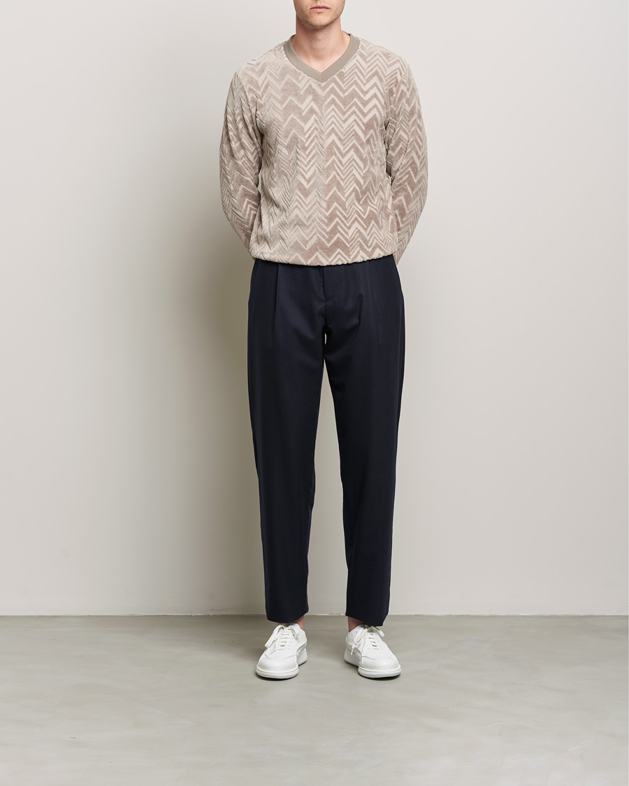 Herren | Hosen | Giorgio Armani | Tapered Pleated Flannel Trousers Navy