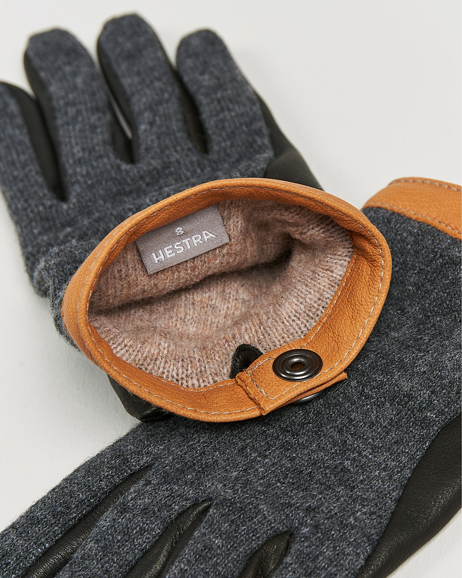 Men | Gloves | Hestra | Deerskin Wool Tricot Glove Grey/Black