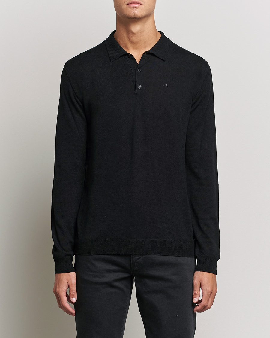 Herren | Pullover | J.Lindeberg | Noel True Merino Poloshirt Black