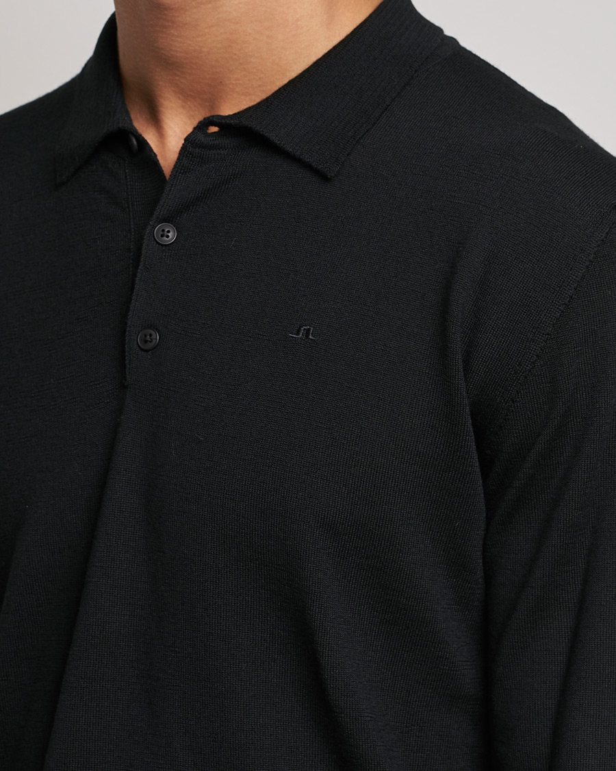 Herren | Pullover | J.Lindeberg | Noel True Merino Poloshirt Black