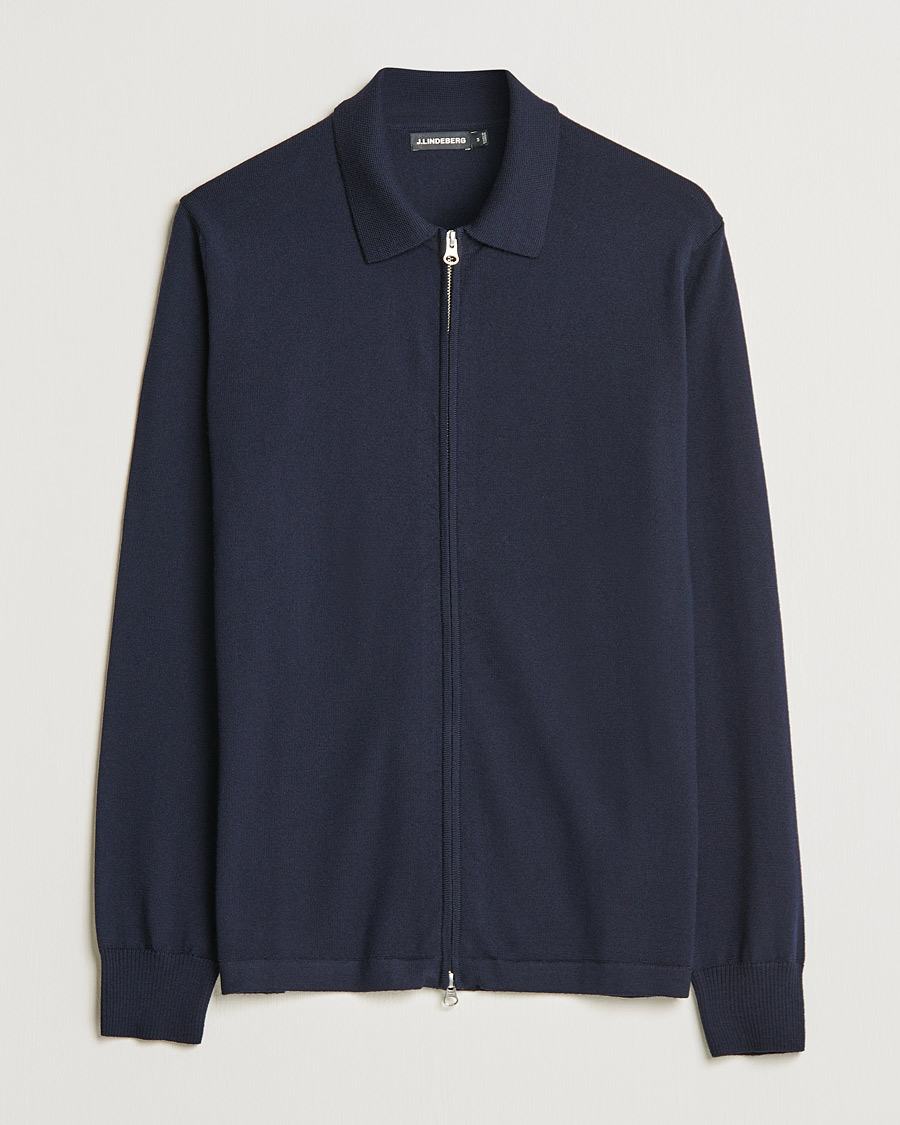 Herren | Pullover | J.Lindeberg | Nyle True Merino Zip Cardigan Navy