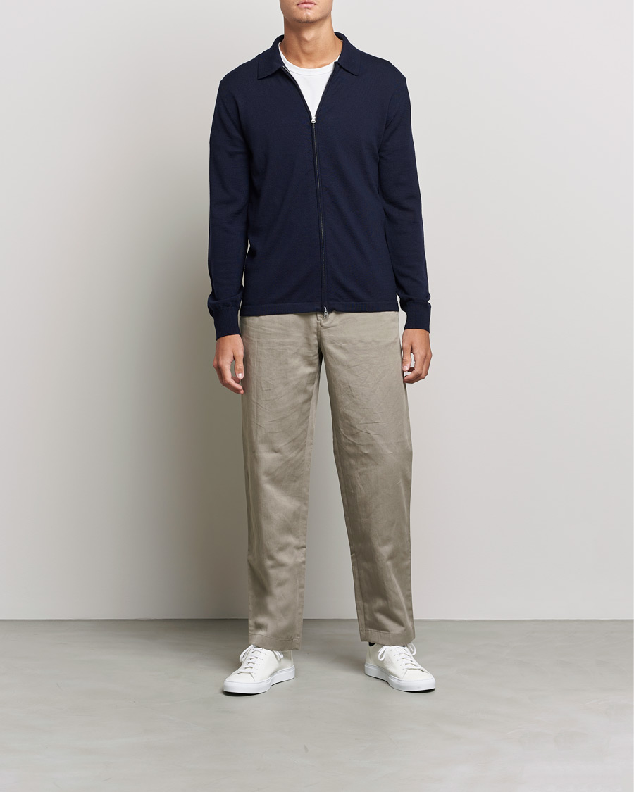 Herren | Pullover | J.Lindeberg | Nyle True Merino Zip Cardigan Navy