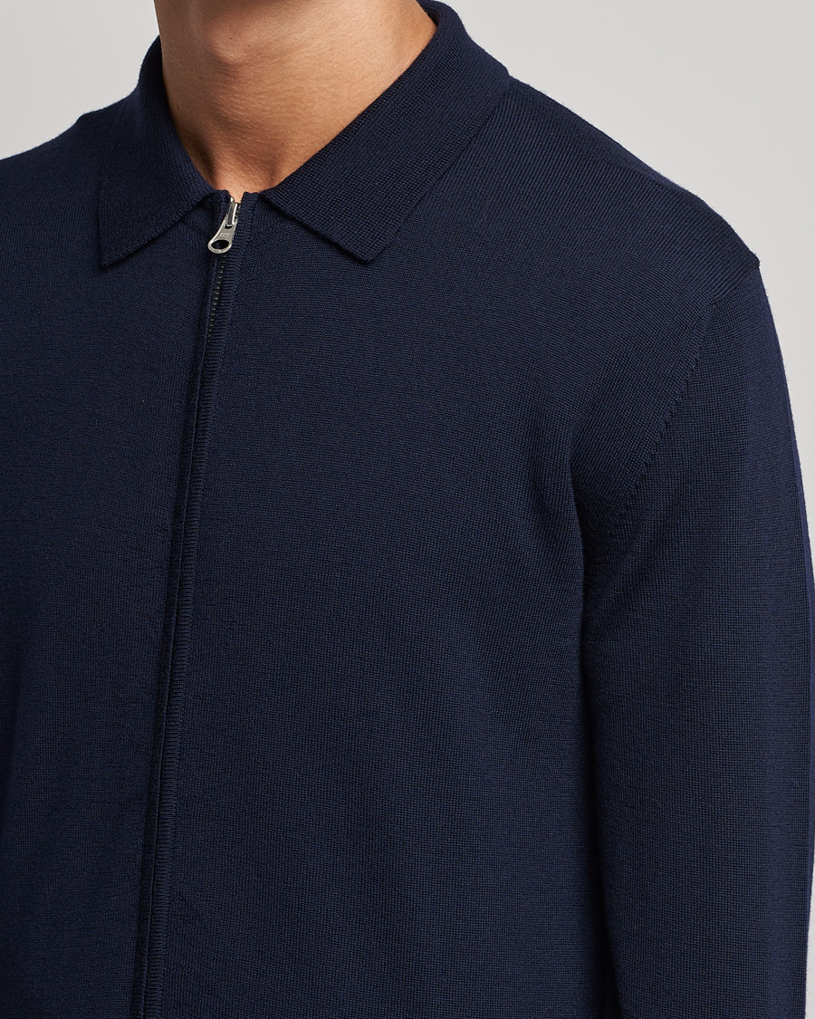Herren | Pullover | J.Lindeberg | Nyle True Merino Zip Cardigan Navy