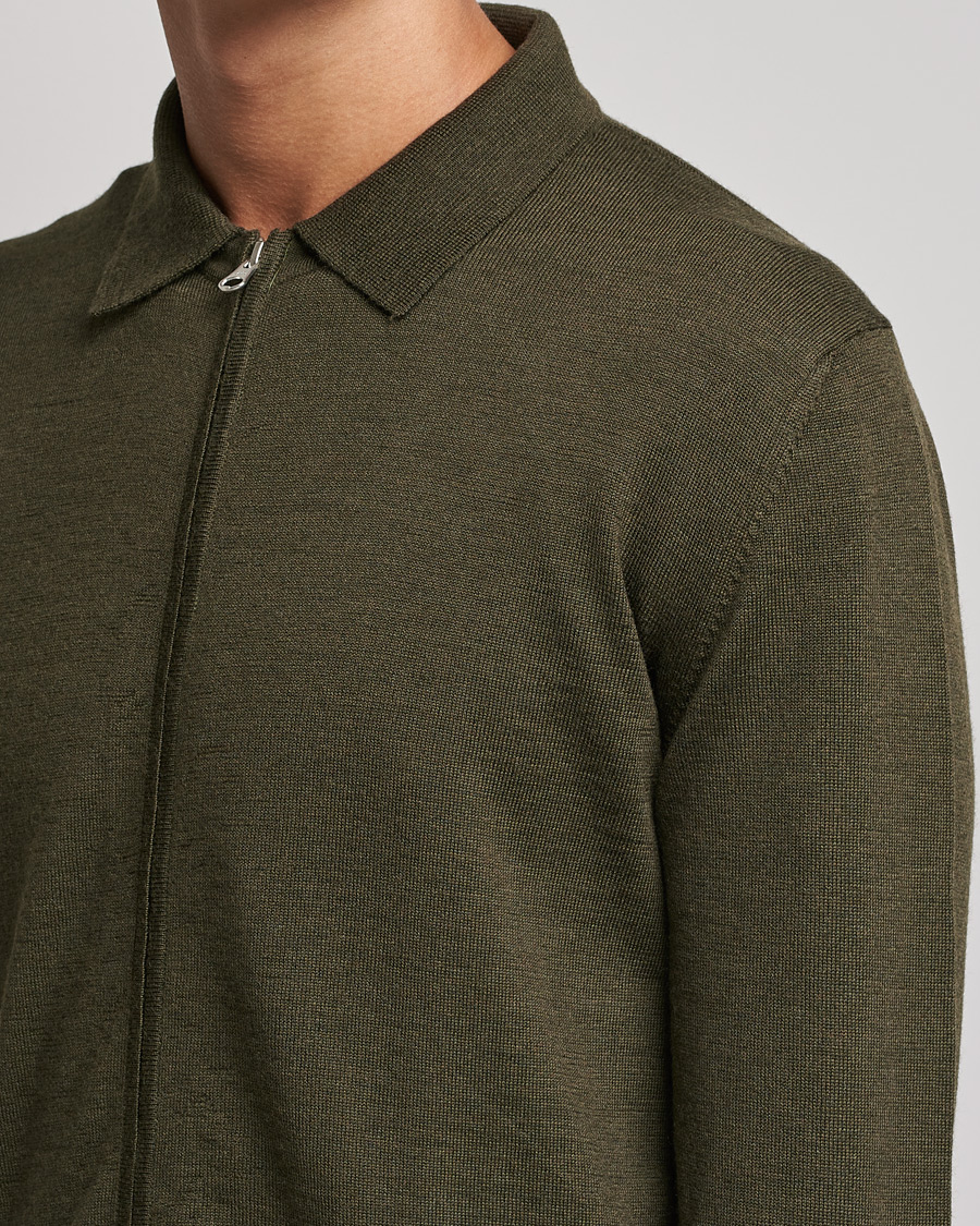Herren | Pullover | J.Lindeberg | Nyle True Merino Zip Cardigan Forest Green