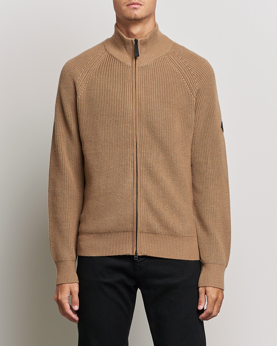 Herren | Pullover | J.Lindeberg | Kyler Wool Blend Zip Tiger Brown