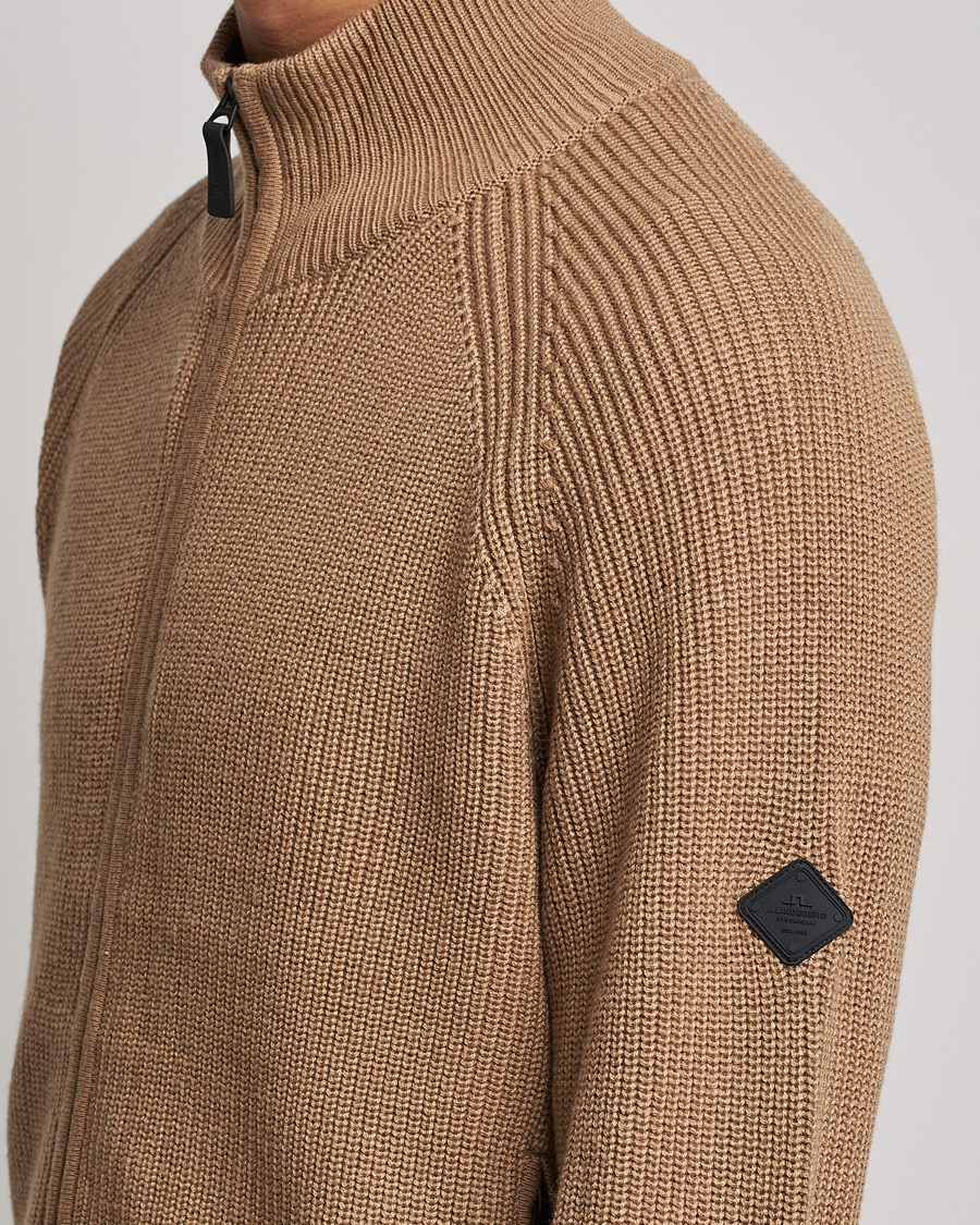 Herren | Pullover | J.Lindeberg | Kyler Wool Blend Zip Tiger Brown