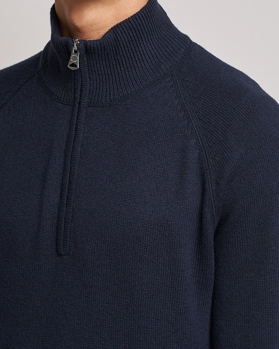 Herren | Pullover | J.Lindeberg | Collin Cashmere/Wool Knitted Half Zip Navy