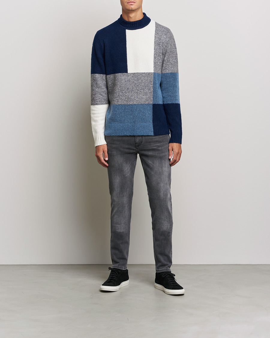 Herren | Pullover | J.Lindeberg | Orian Wool Blend Turtleneck Blue Colorblock