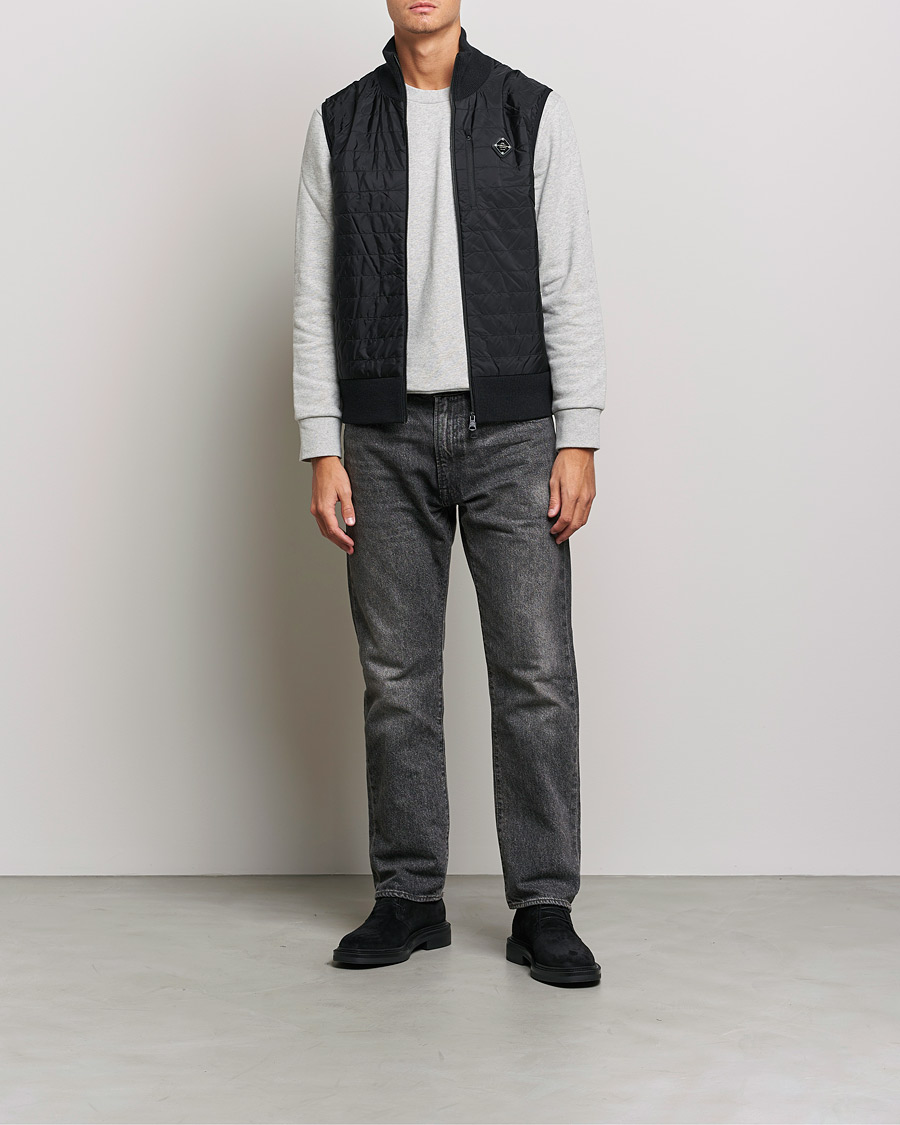 Herren | Pullover | J.Lindeberg | Becket Knitted Hybrid Zip Vest Black