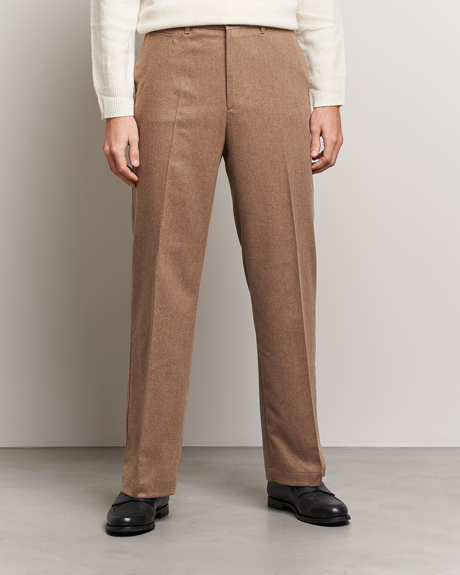 Herren | Hosen | J.Lindeberg | Haij Clean Flannel Trousers Tiger Brown