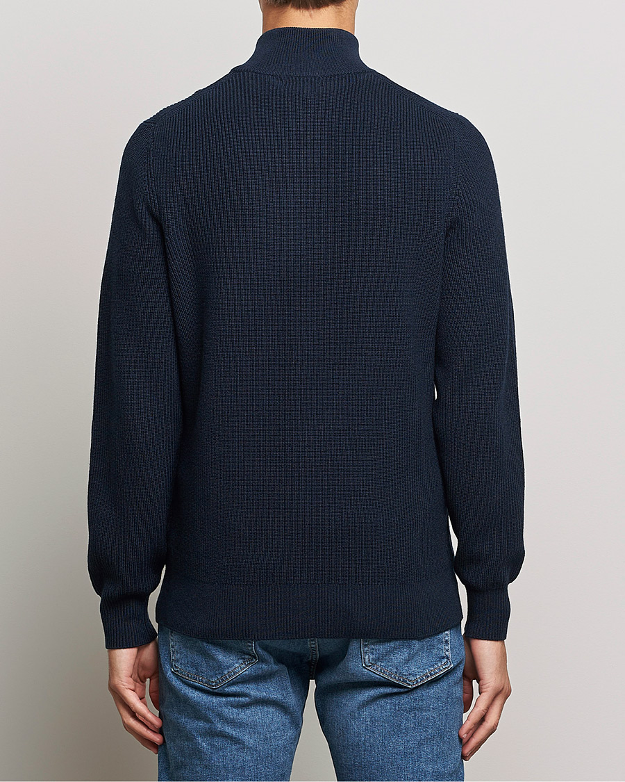 Herren | Pullover | J.Lindeberg | Diamond Knitted Zip Sweater Navy