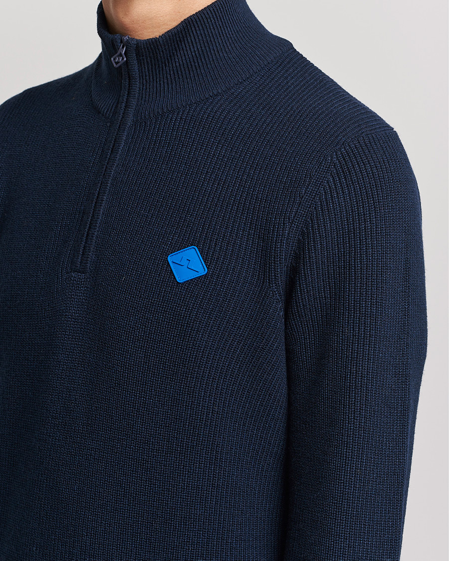 Herren | Pullover | J.Lindeberg | Diamond Knitted Zip Sweater Navy