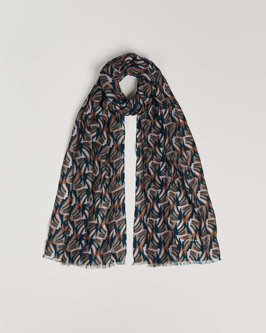Herren | Kiton Printed Cashmere Blend Scarf Navy/Beige | Kiton | Printed Cashmere Blend Scarf Navy/Beige