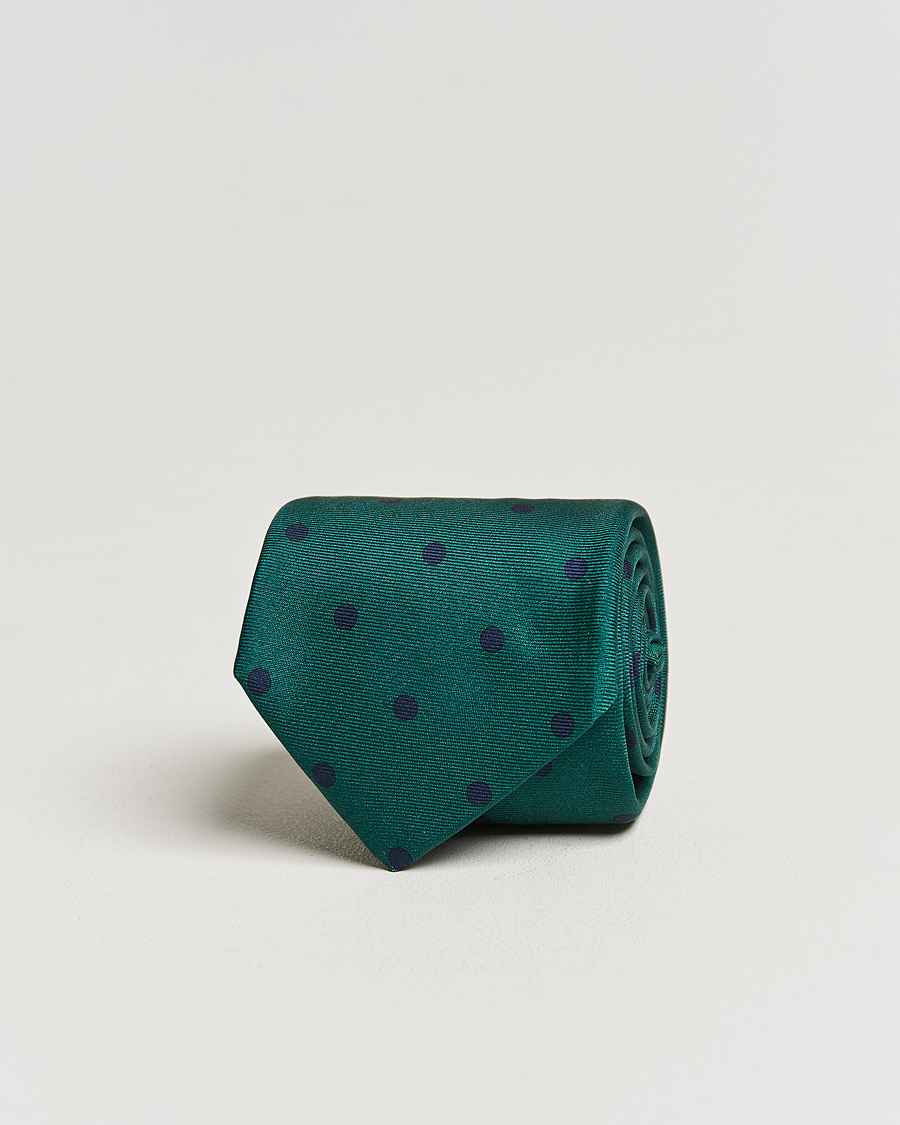 Herren | Kiton Printed Dots Silk Tie Green | Kiton | Printed Dots Silk Tie Green