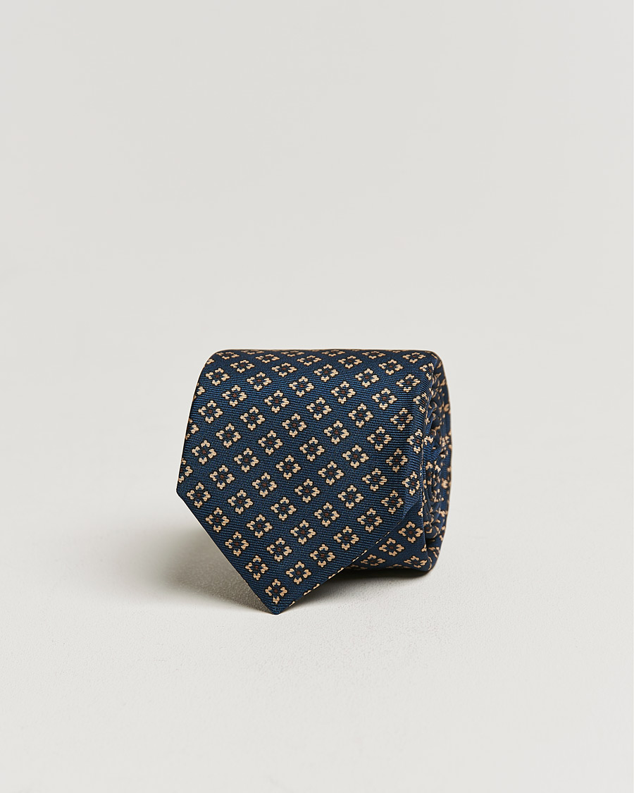 Herren | Kiton Micro Flower Silk Tie Navy | Kiton | Micro Flower Silk Tie Navy
