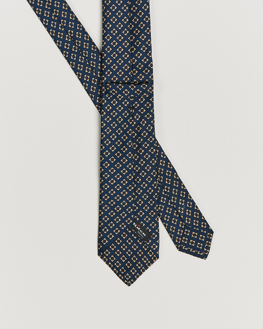 Herren | Kiton Micro Flower Silk Tie Navy | Kiton | Micro Flower Silk Tie Navy