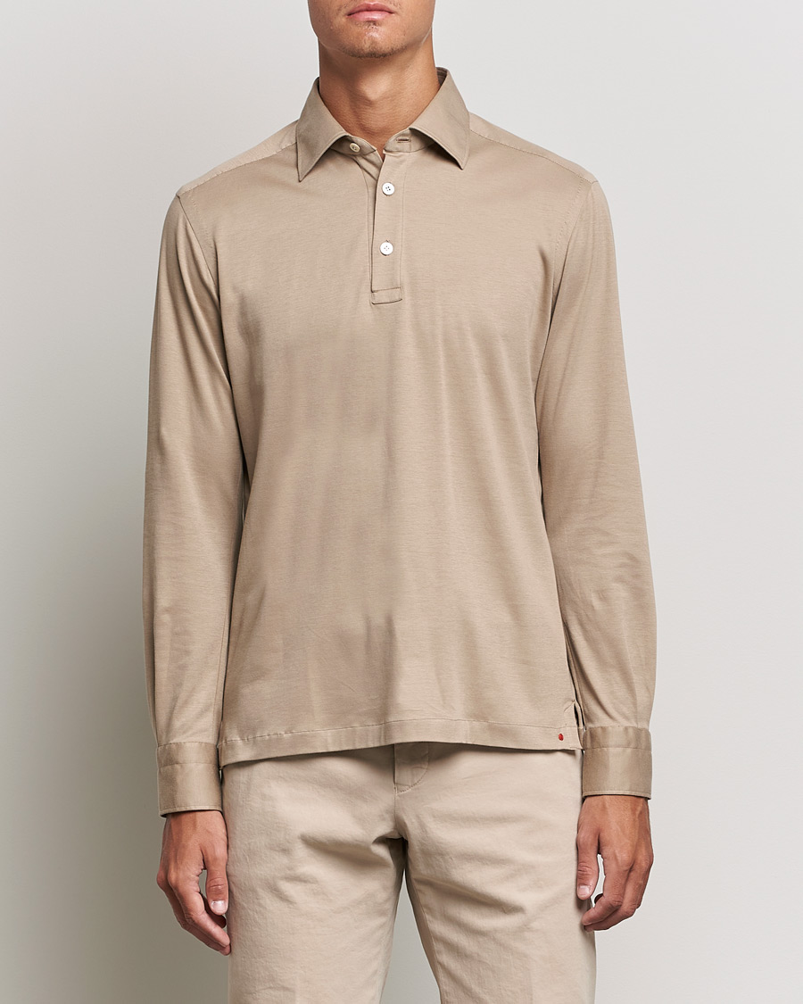 Herren | Pullover | Kiton | Long Sleeve Polo Shirt Beige