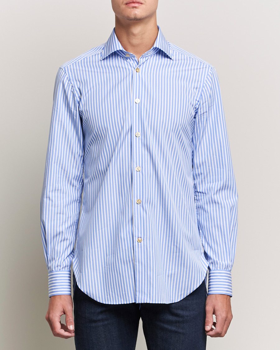 Herren | Hemden | Kiton | Slim Fit Striped Dress Shirt Light Blue