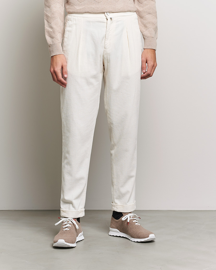 Herren | Hosen | Kiton | Slim Fit Cashmere Corduroy Trousers Off White