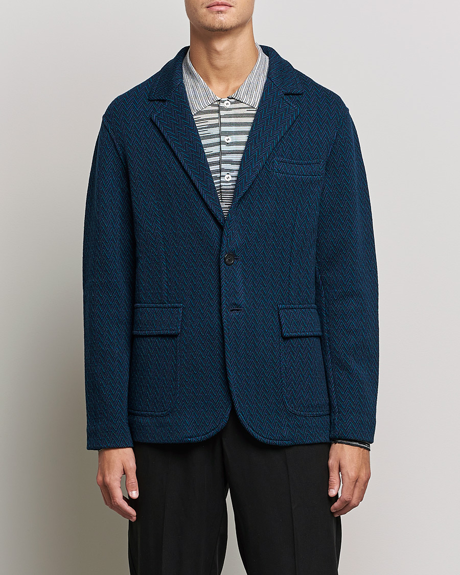 Herren | Sakkos | Missoni | Zig Zag Knitted Blazer Navy