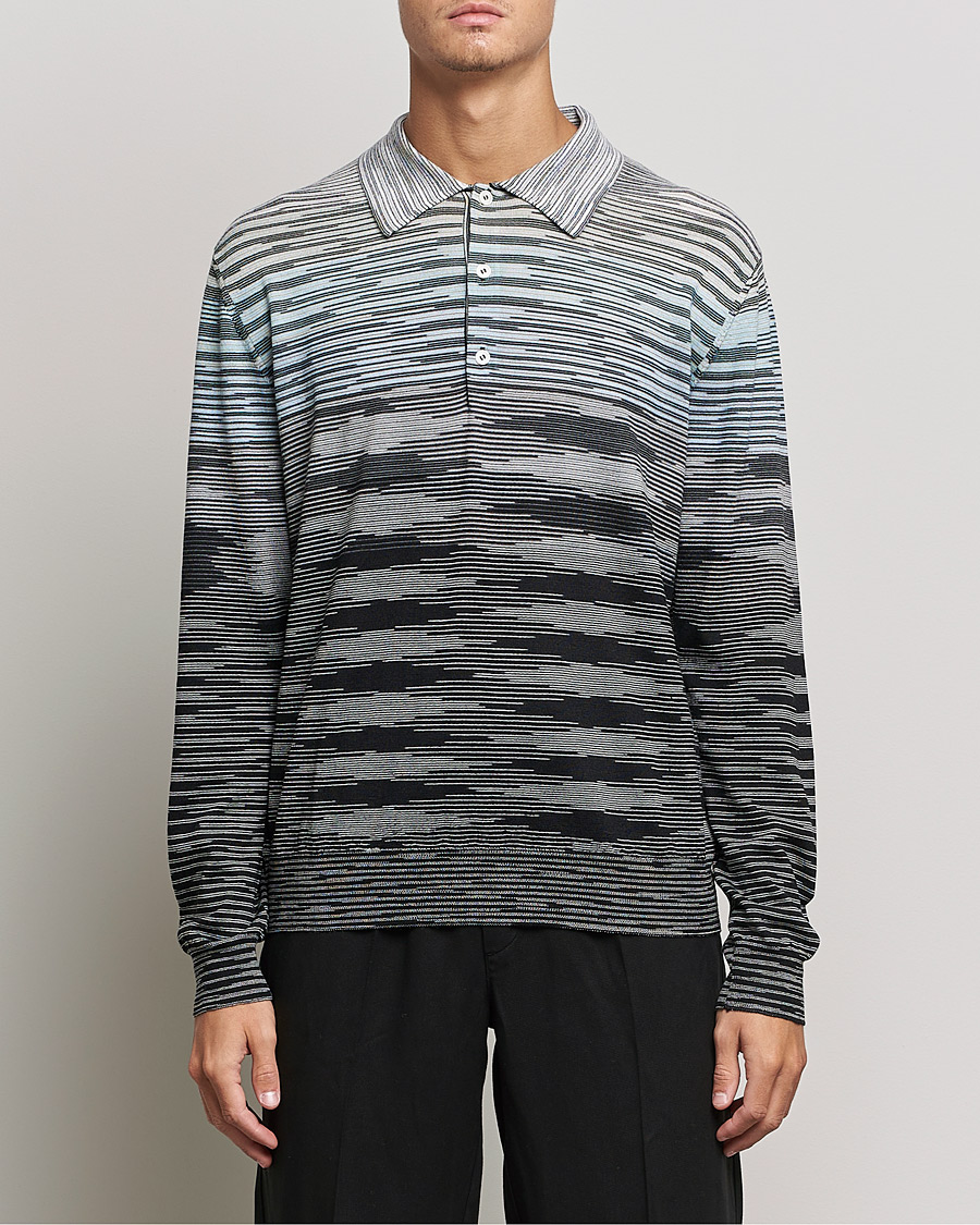 Herren | Pullover | Missoni | Fiammato Knitted Polo Blue/Grey