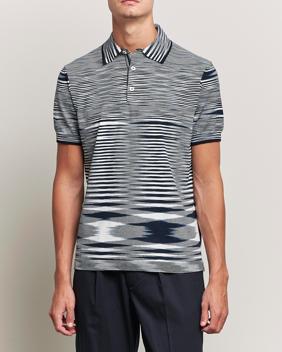 Herren | Poloshirts | Missoni | Fiammato Knitted Polo Navy/White