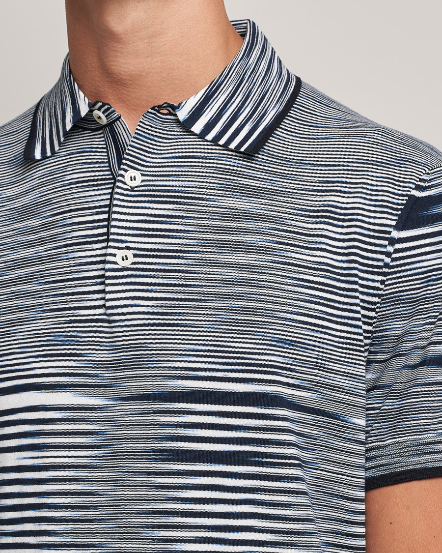 Herren | Poloshirts | Missoni | Fiammato Knitted Polo Navy/White