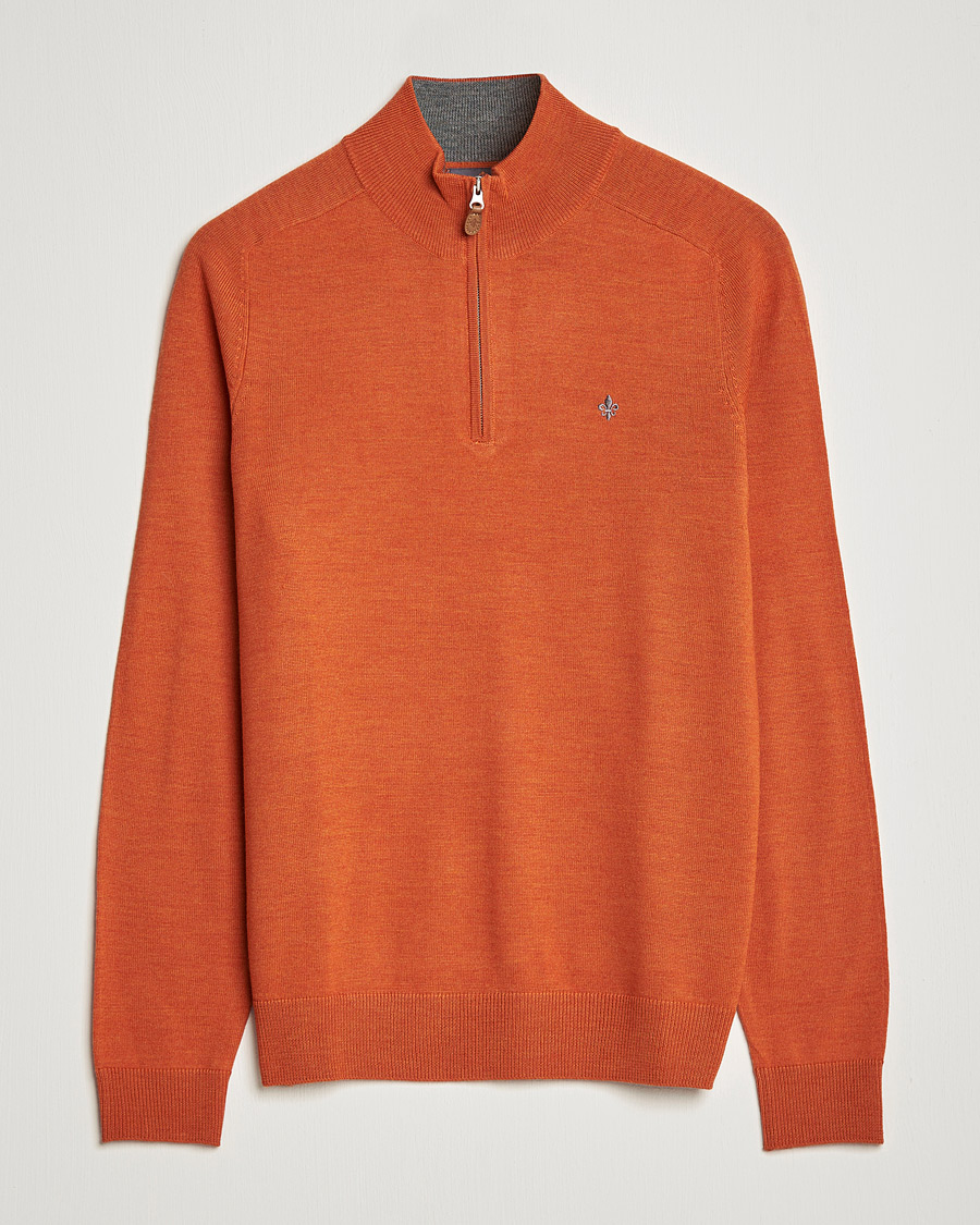 Herren | Pullover | Morris | John Merino Half Zip Orange