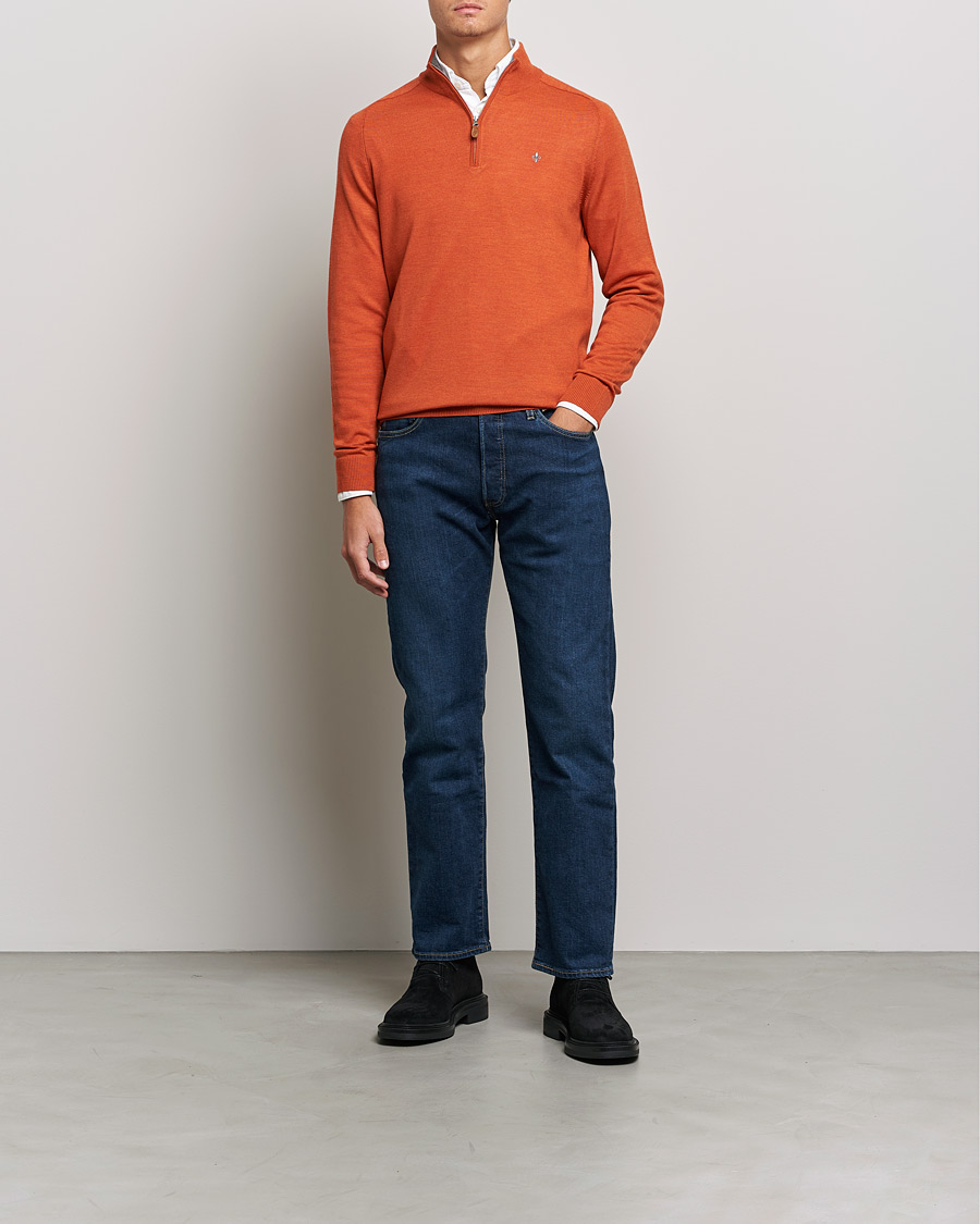 Herren | Pullover | Morris | John Merino Half Zip Orange