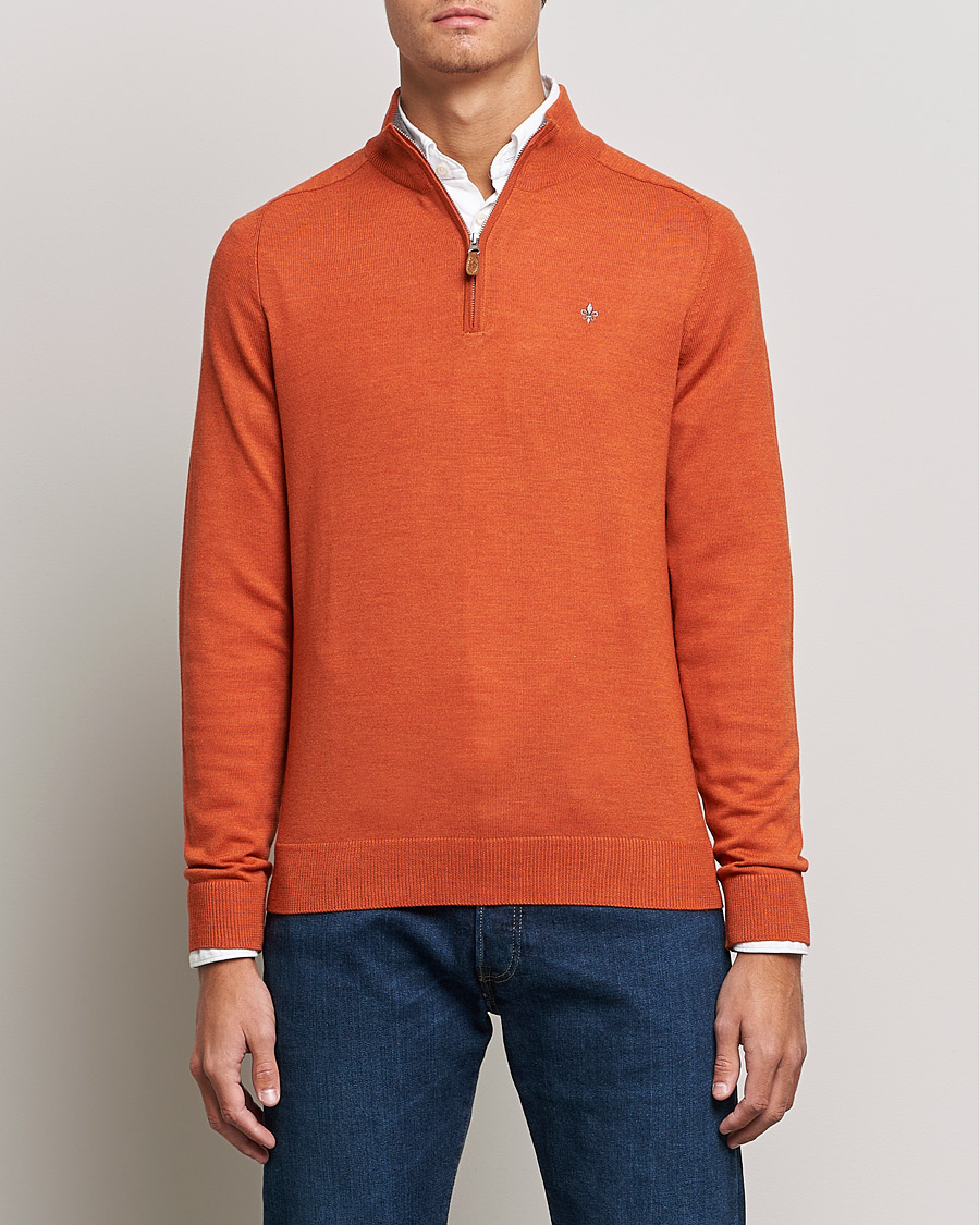 Herren | Pullover | Morris | John Merino Half Zip Orange
