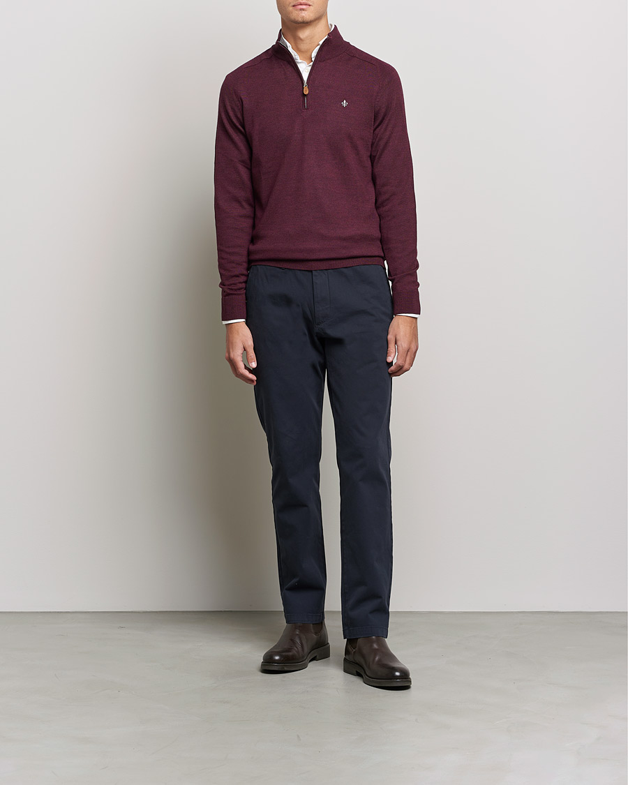 Herren | Pullover | Morris | John Merino Half Zip Burgundy