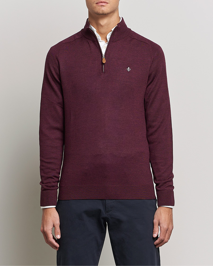 Herren | Pullover | Morris | John Merino Half Zip Burgundy