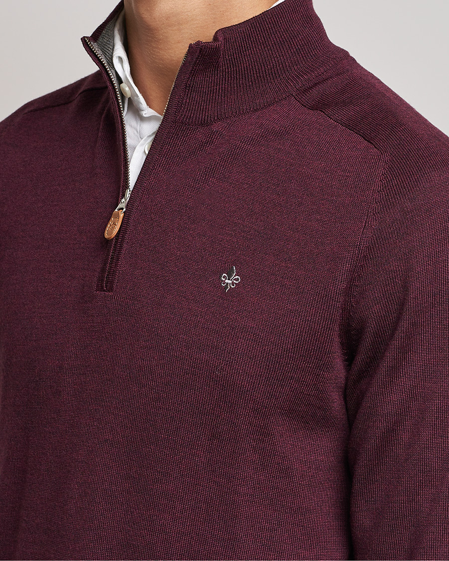 Herren | Pullover | Morris | John Merino Half Zip Burgundy