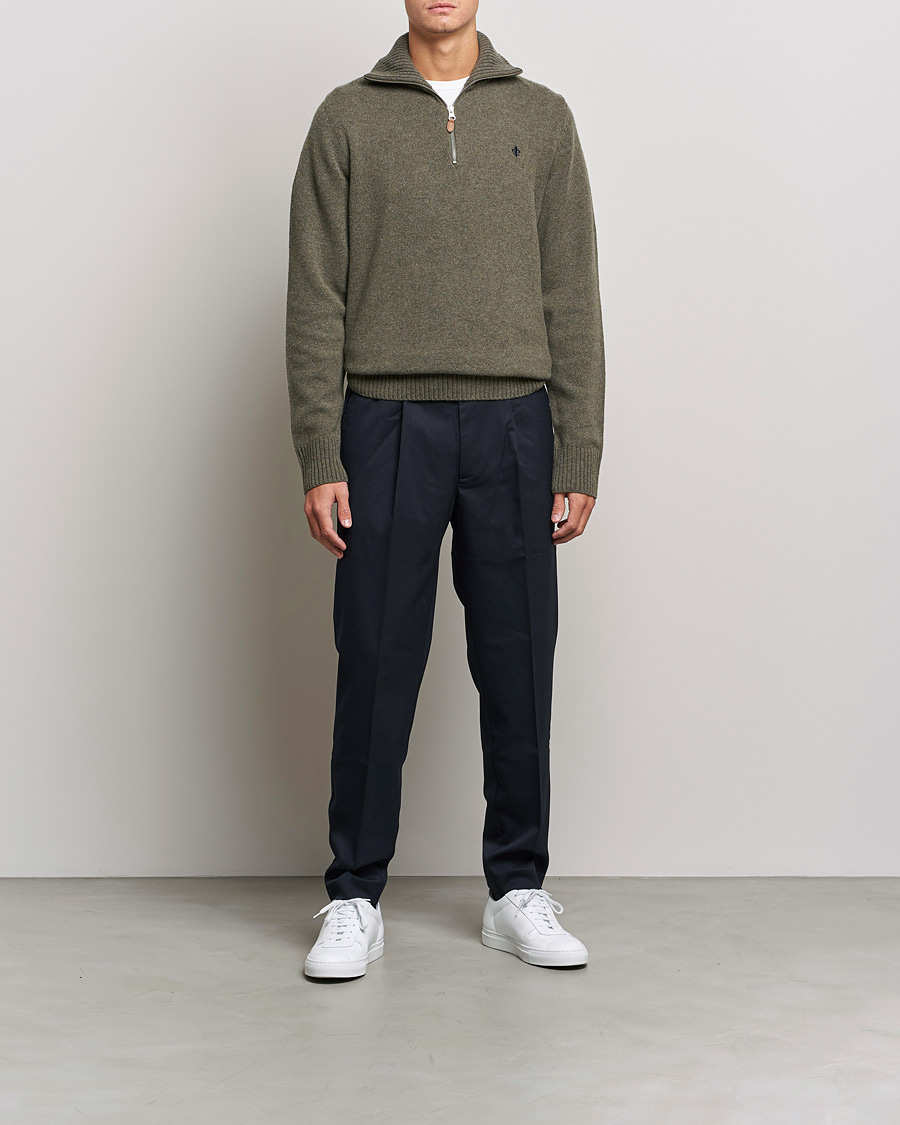 Herren | Pullover | Morris | Kieran Wool Half Zip Olive