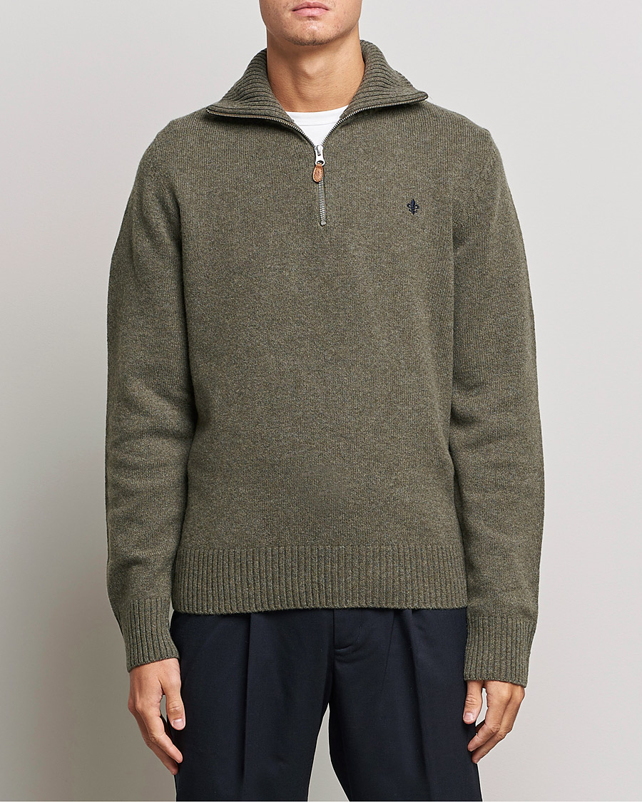Herren | Pullover | Morris | Kieran Wool Half Zip Olive