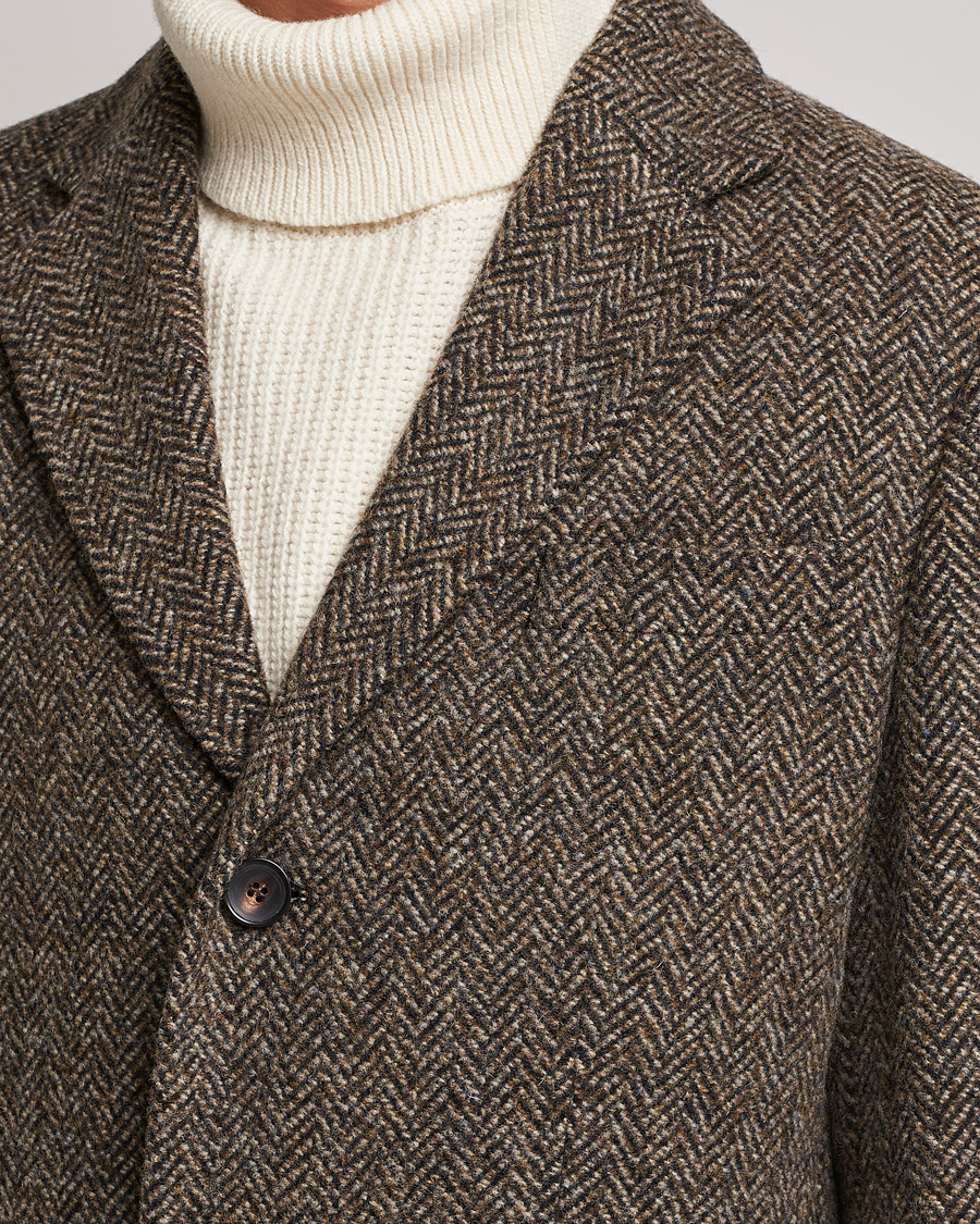 Herren | Jacken | Morris | Wool Herringbone Coat Dark Brown