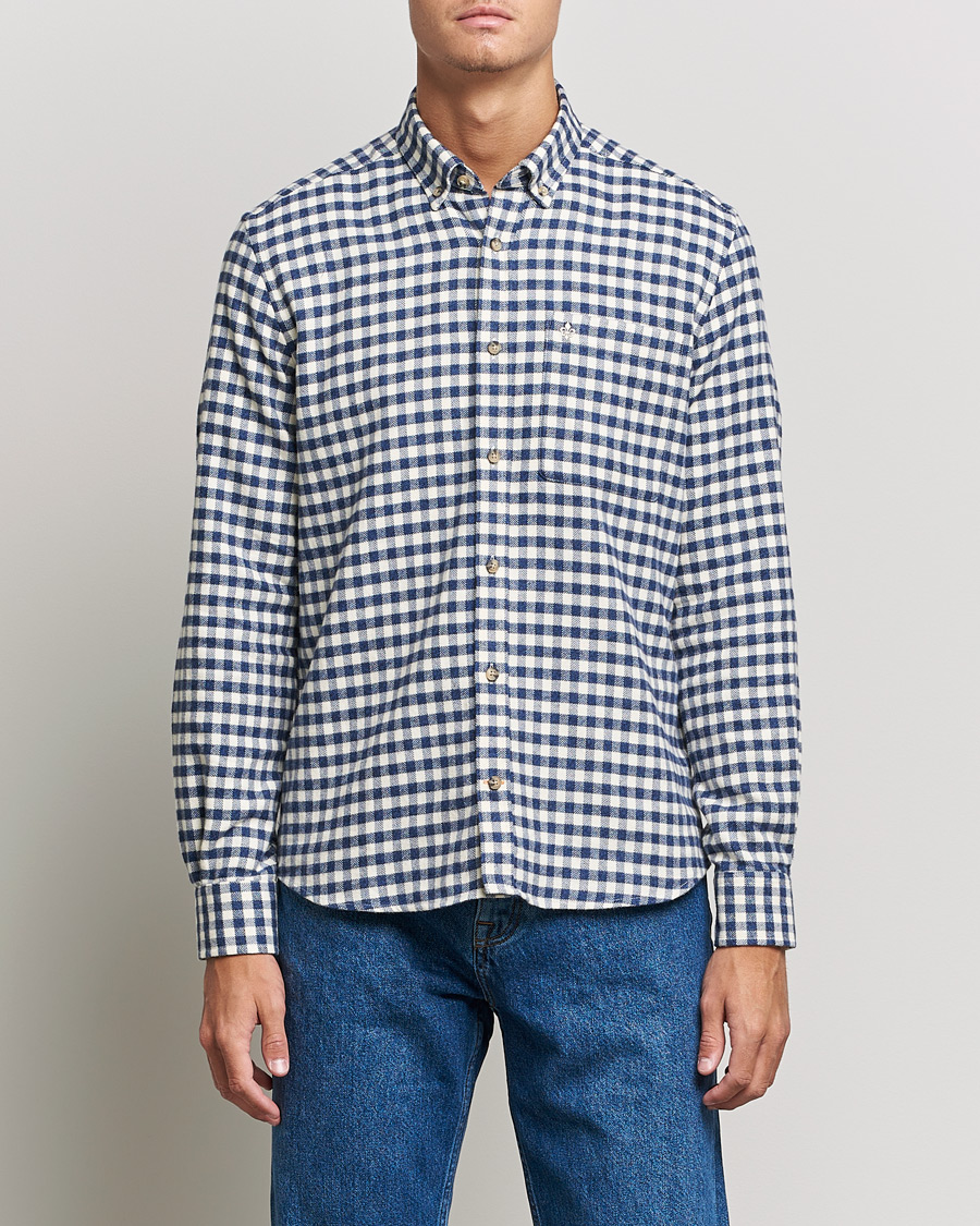 Herren | Hemden | Morris | Brushed Twill Checked Shirt Navy/White