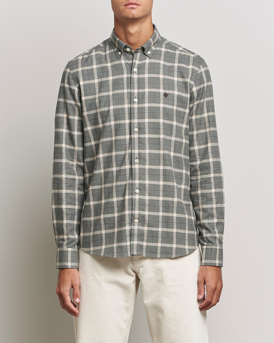 Herren | Hemden | Morris | Brushed Flannel Checked Shirt Light Grey