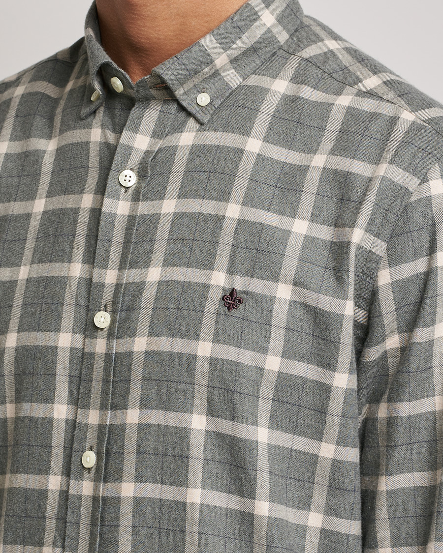 Herren | Hemden | Morris | Brushed Flannel Checked Shirt Light Grey
