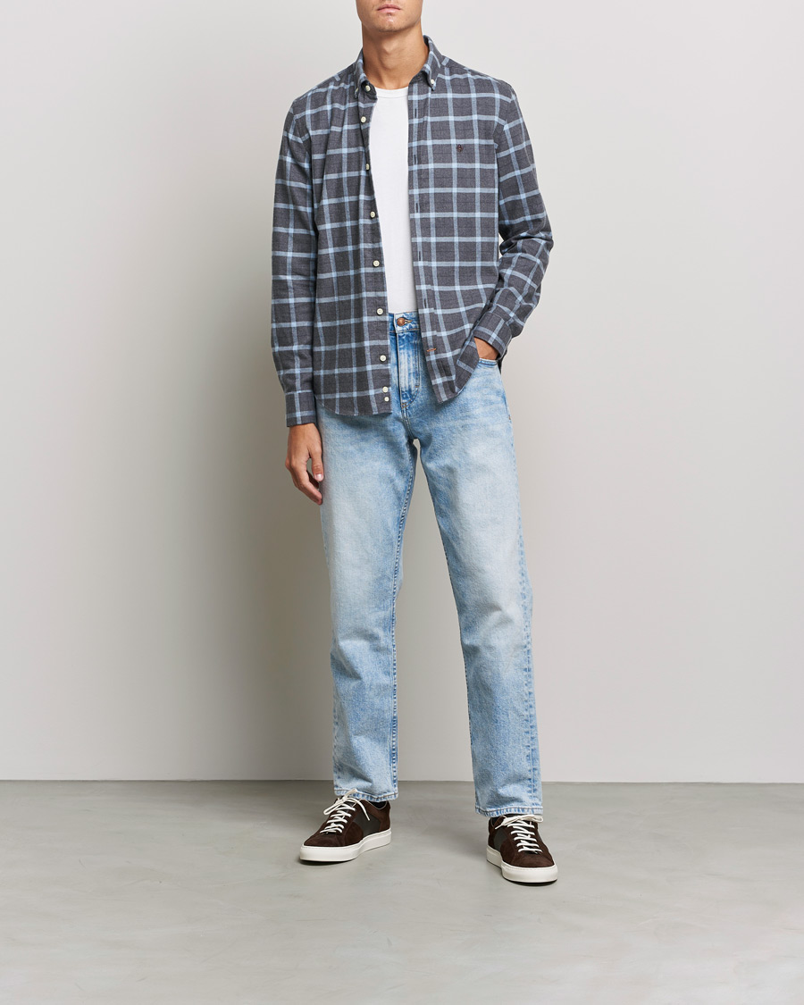 Herren | Hemden | Morris | Brushed Flannel Checked Shirt Dark Grey